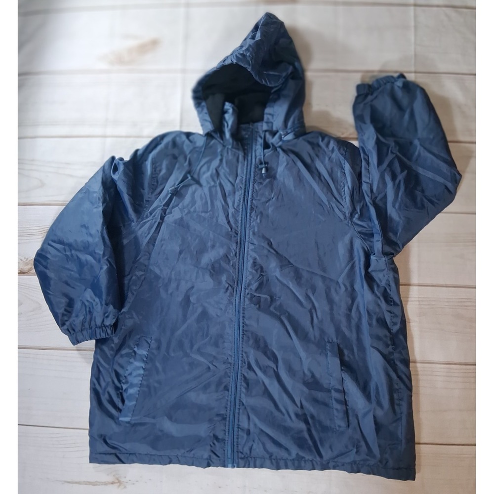 Totes Mens 2XL Navy Blue Hooded Jacket Full Zip Fleece Lined Outerwear Rain Coat